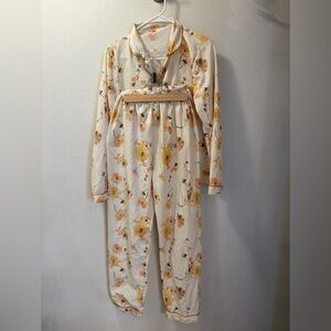 Floral Long-Sleeve Pajama Set - Cream and Yellow